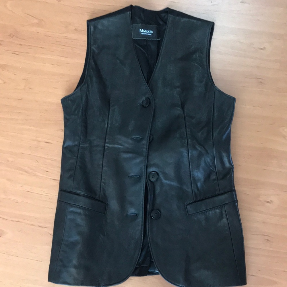 Buttery soft leather vest with multiple button down closure